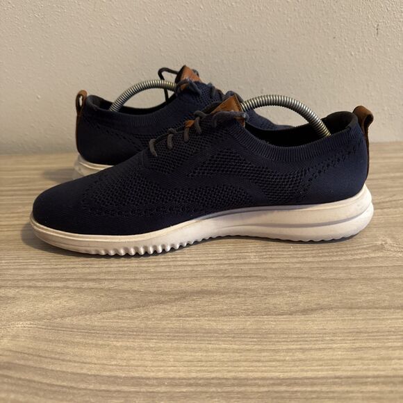 Cole Haan Grand Stretch Knit Wing Tip Oxford Shoes Navy Blue C37369 Sz 10 - Picture 9 of 11
